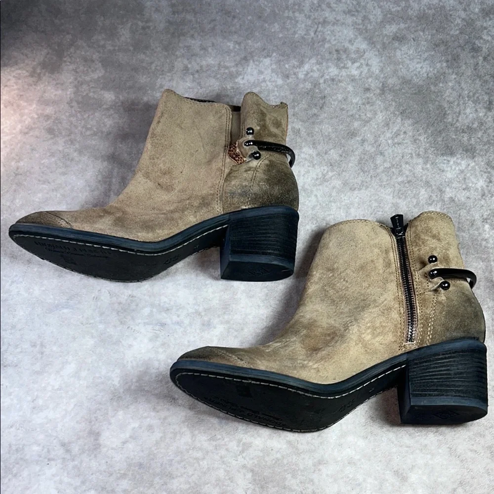 EUC Donald J Pliner Western Couture Collection Women US 8M Tan Brown Ankle Boot